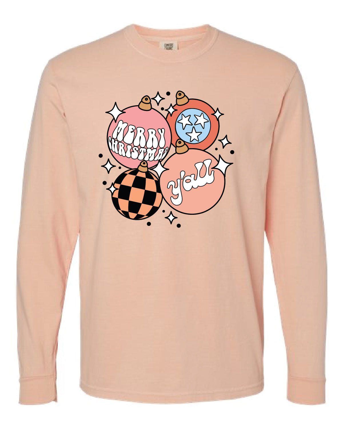 Merry Christmas Y'All Vintage Ornaments Long Sleeve