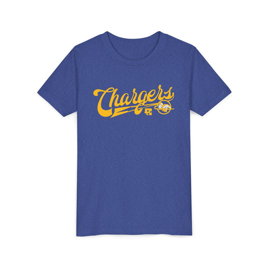 Chargers Vintage Baseball Script Youth Tee