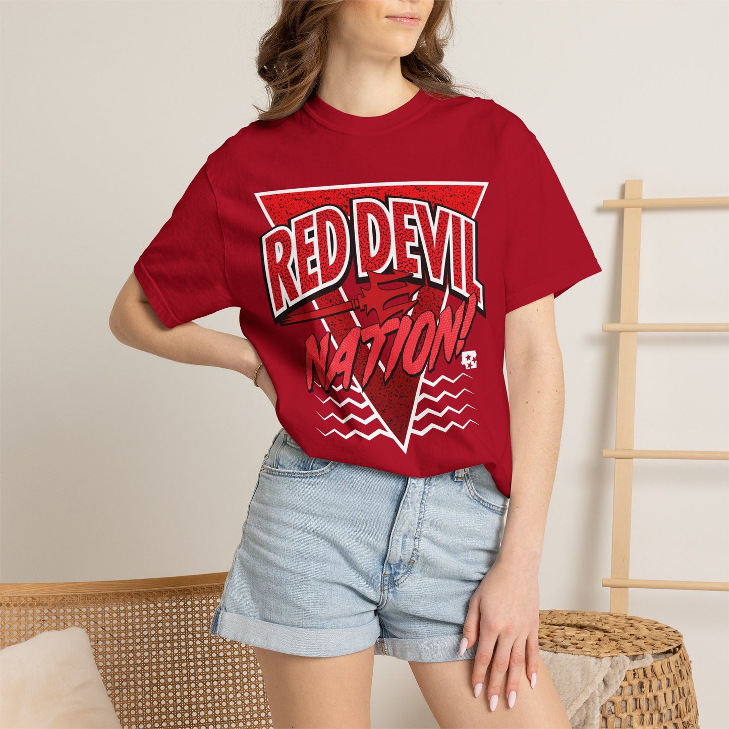 Red Devil Nation 90s Memphis Pattern T-Shirt