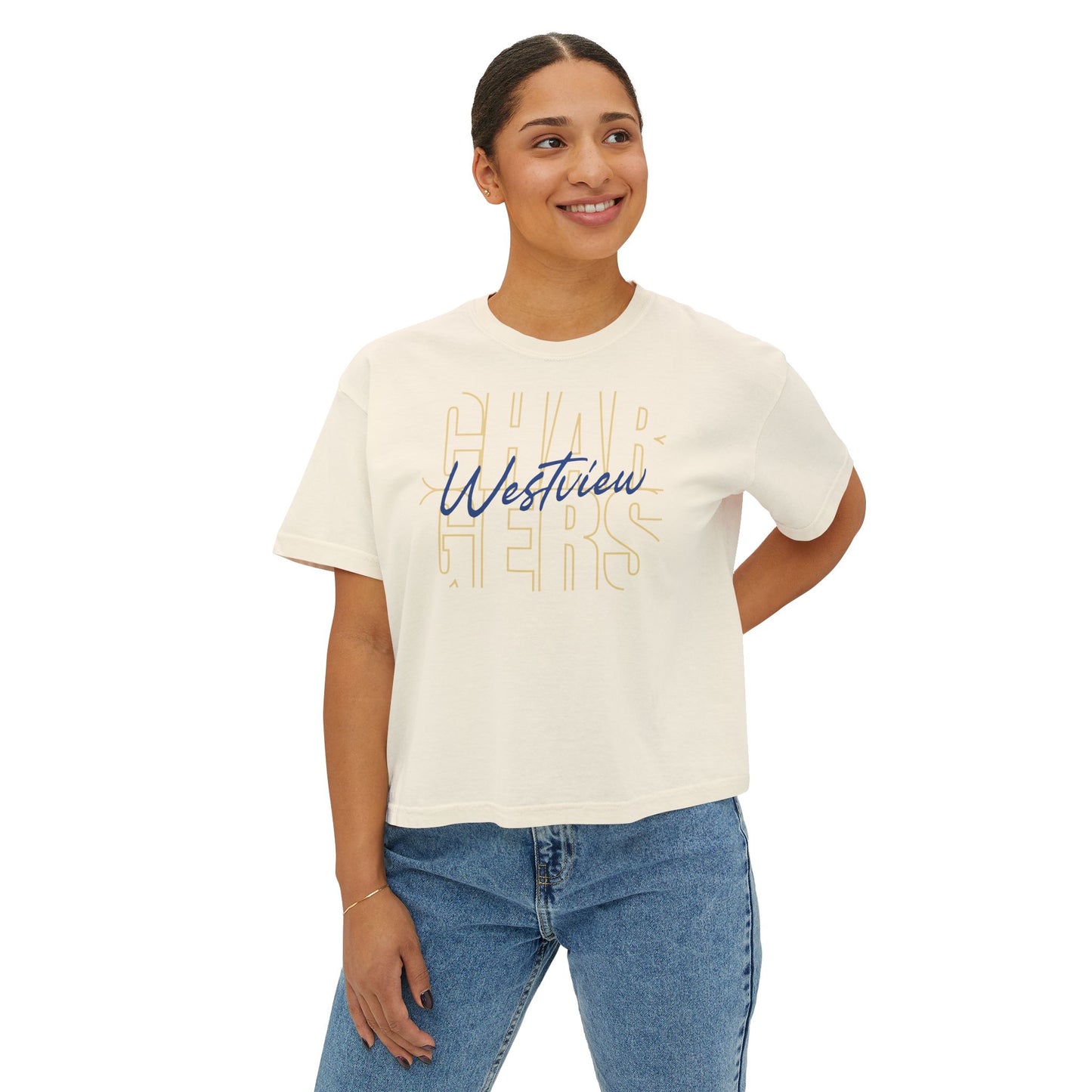 Westview Chargers Broken Lines Ladies's CroppedBoxy Tee