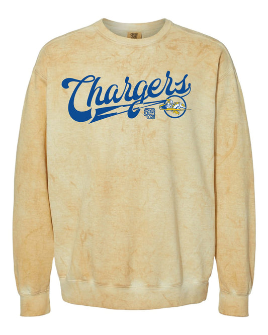 VINTAGE BASEBALL CHARGERS SCRIPT COLORBLAST FLEECE CREWNECK